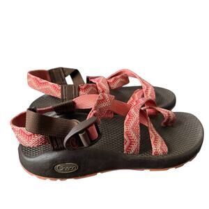 Chaco ZX Womens Pink Brown Striped Double Strap Outdoor Hiking Camping Sandals 7